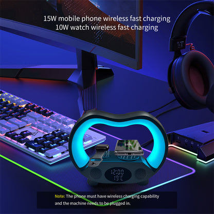 "6-in-1 Smart LED Lamp with Bluetooth Speaker & Wireless Charger"